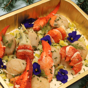 Fricassé de homard et Saint-Jacques au Sauternes