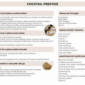 Cocktail déjeunatoire ou dinatoire "Prestige"